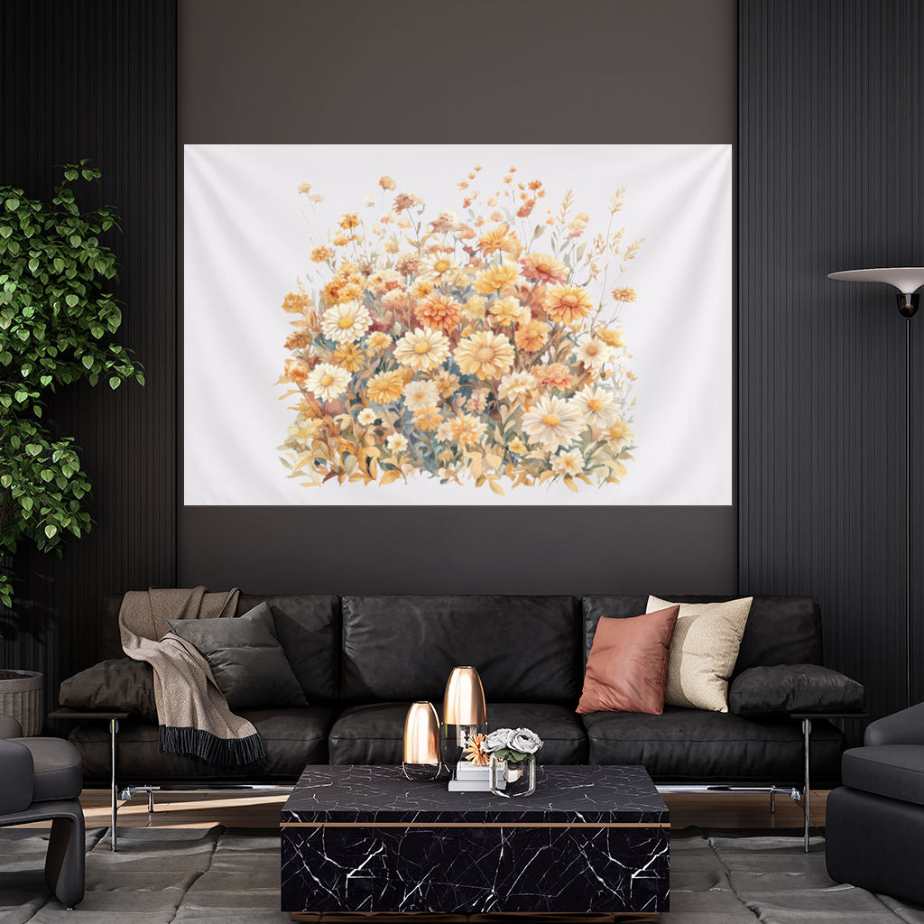 Watercolor Orange Wildflowers 