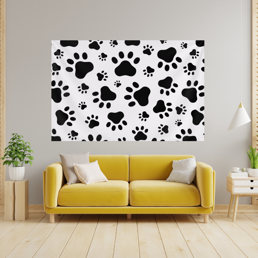 Black and White Paw Pattern Design 