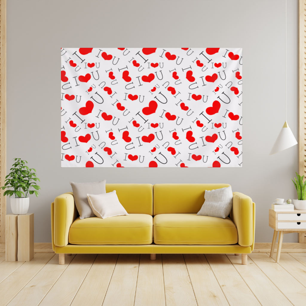 Valentines Day I Love You Heart Pattern Romantic Design Wall Tapestry