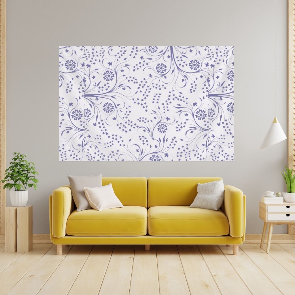 Blue White Vintage Floral Pattern 