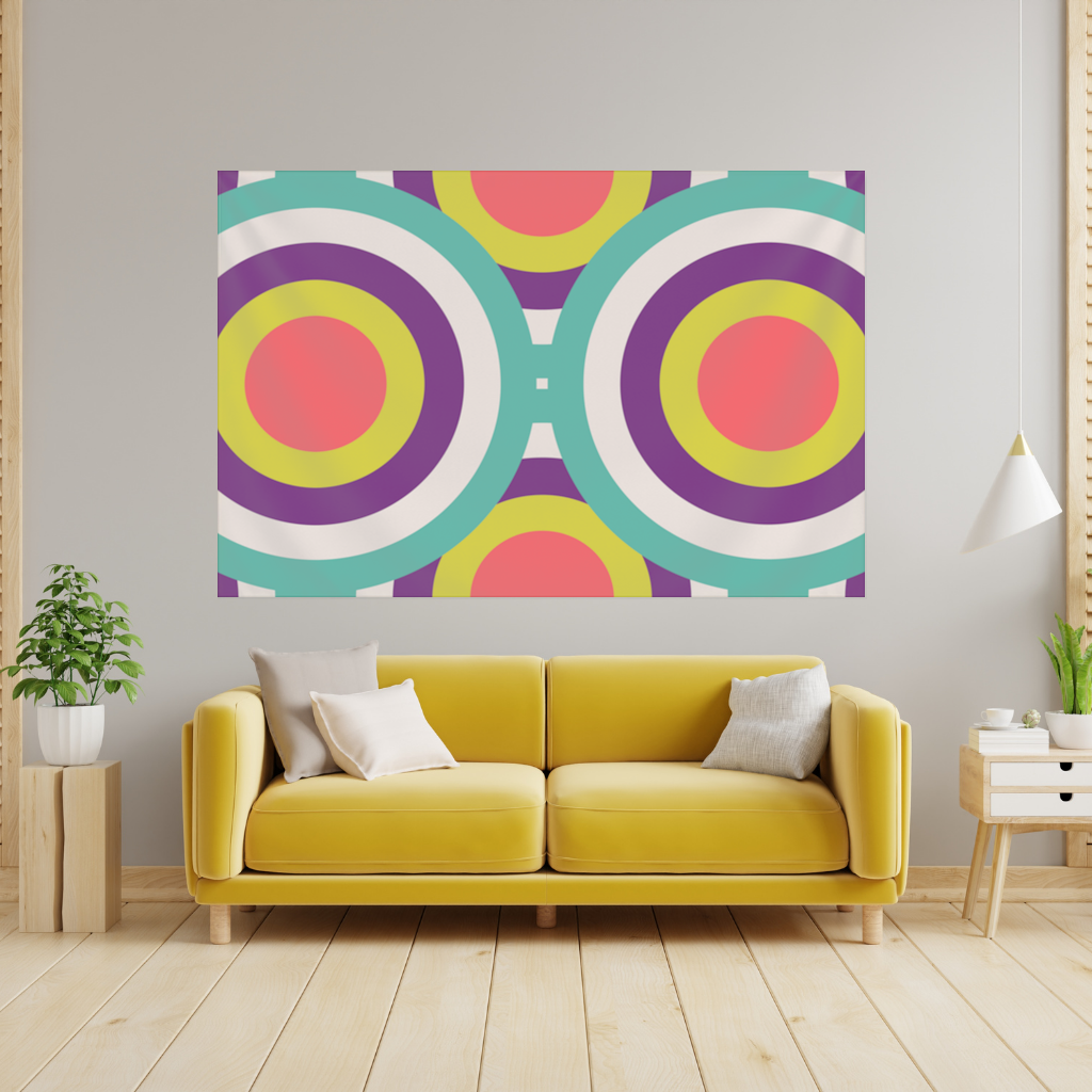 Colorful Geometric Circle Pattern Wall Tapestry