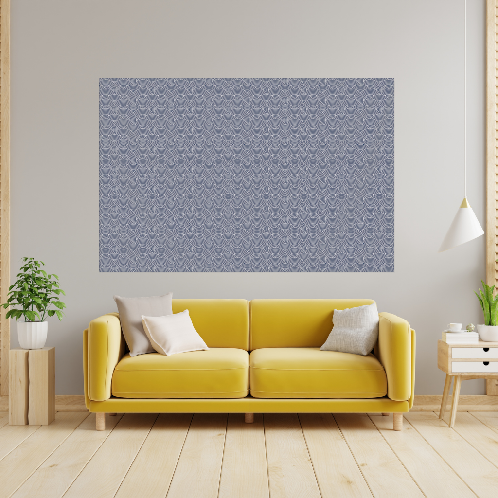 Navy and White Semi Circle Geometric Pattern Wall Tapestry