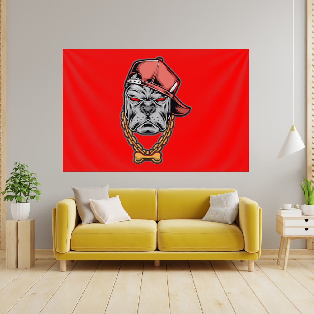 Hip Hop Style Gangster Dog Illustration Wall Tapestry