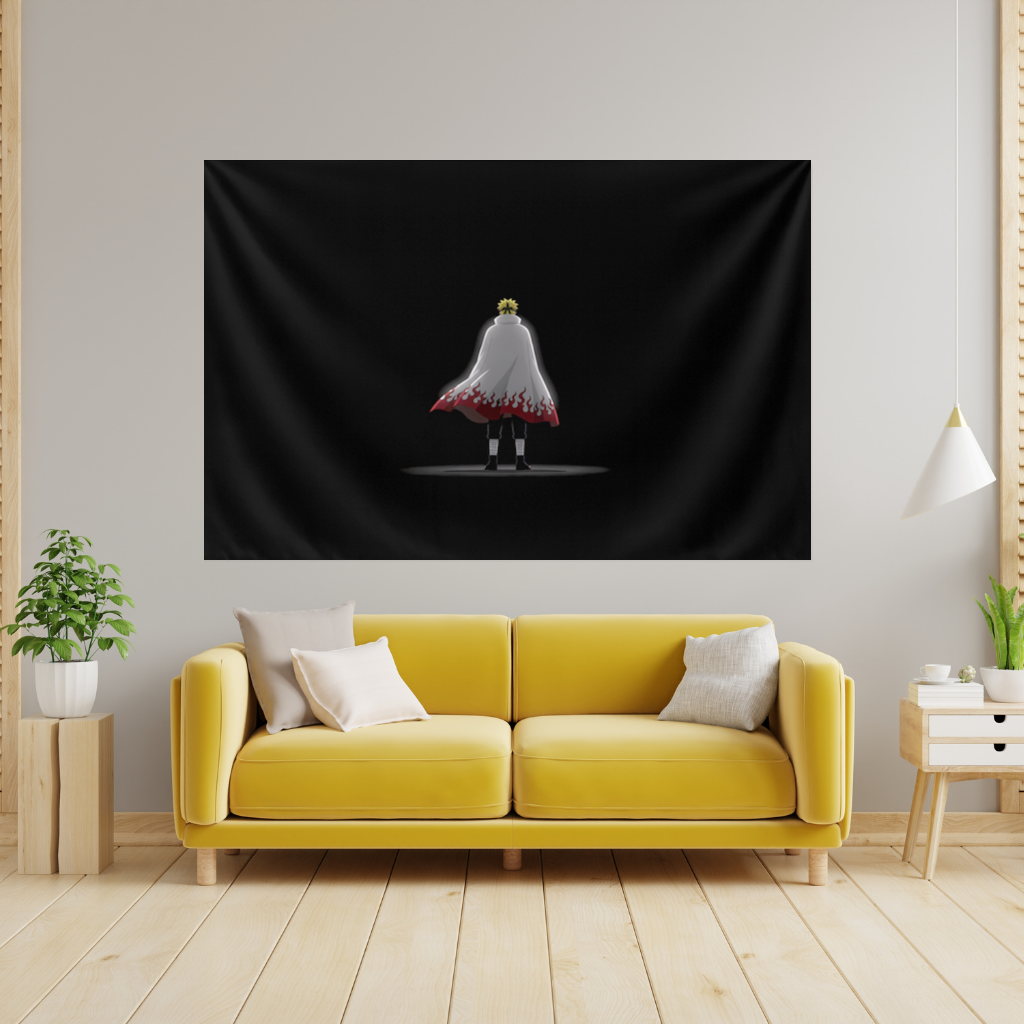 Power from Darkness Naruto Uzumaki Hokage Silhouette Wall Tapestry