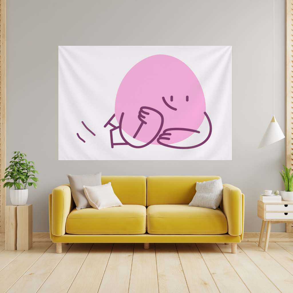 Cute Pink Lying Character Illustration 