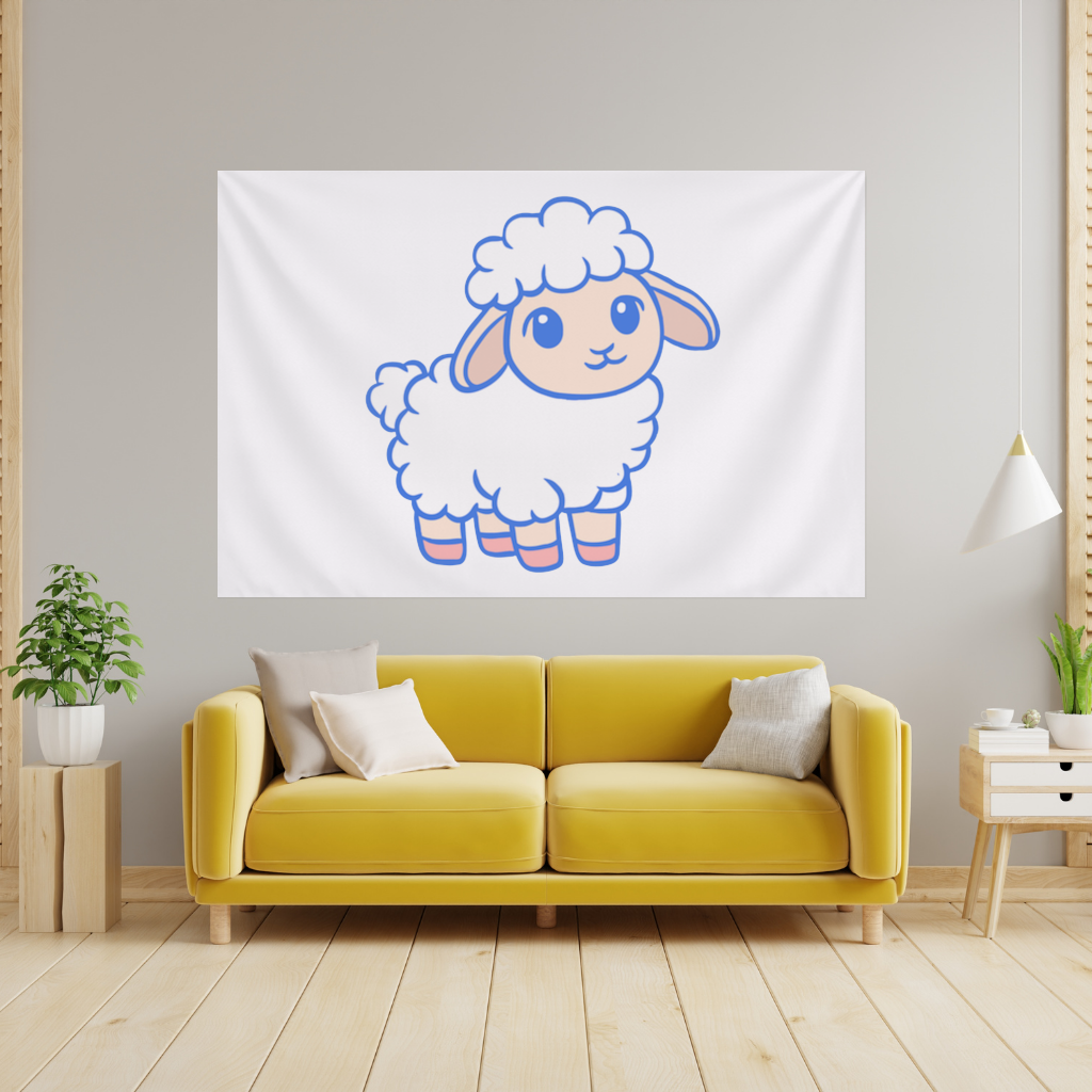 Cute Kawaii Lamb Wall Tapestry