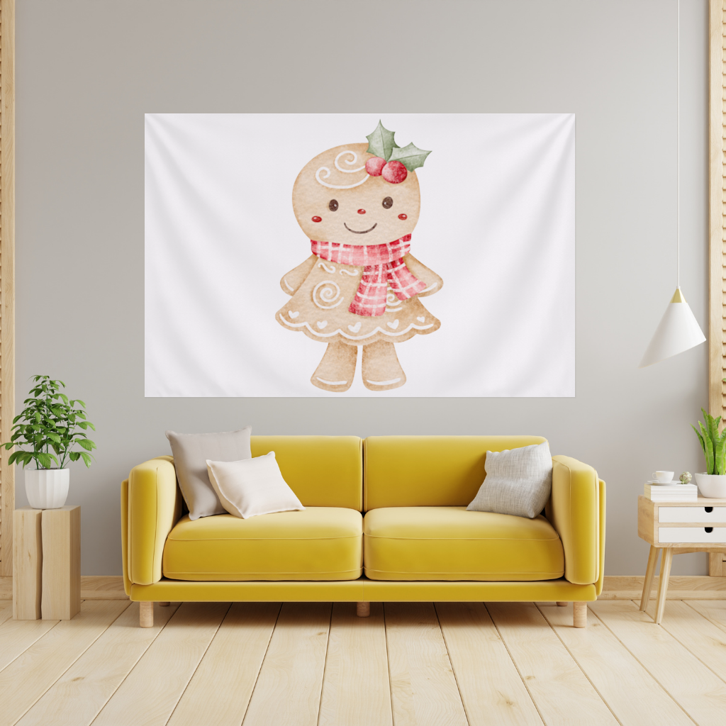 Cute Gingerbread Cookie Character Wall Tapestry