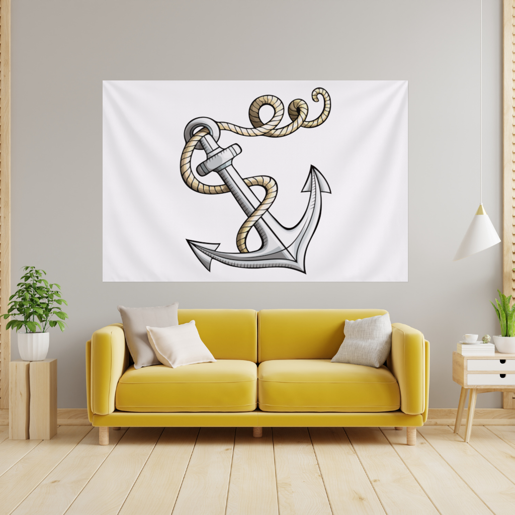 Sailor Anchor with Rope Tattoo Art Wall Tapestry
