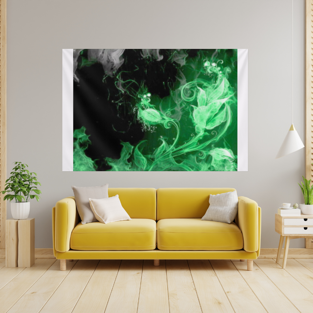 Green and black smokes Wall Tapestry