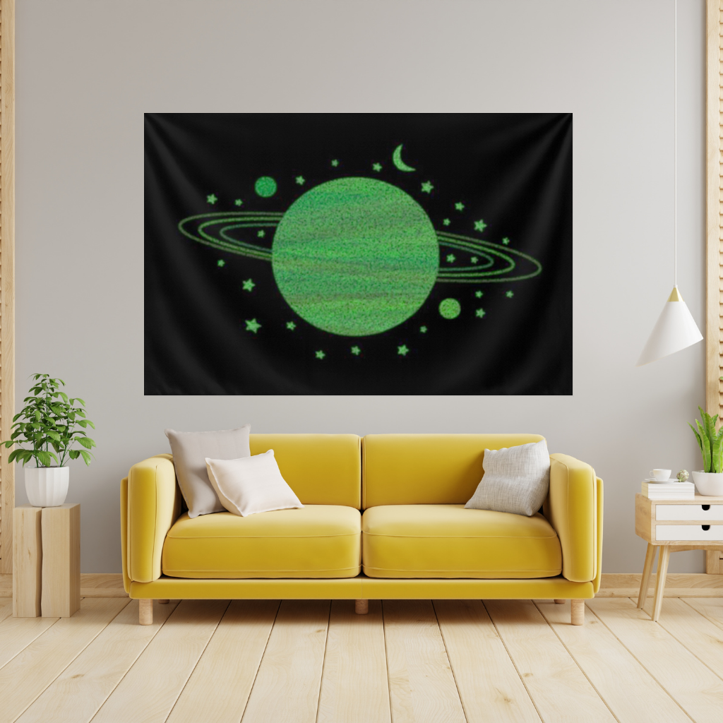 Yeşil parlak gezegenler Duvar Örtüsü
