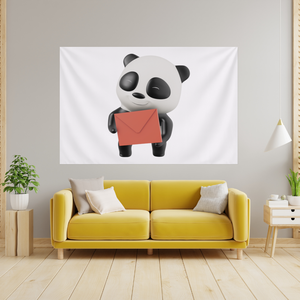 Happy Panda Character Holding Red Envelope 