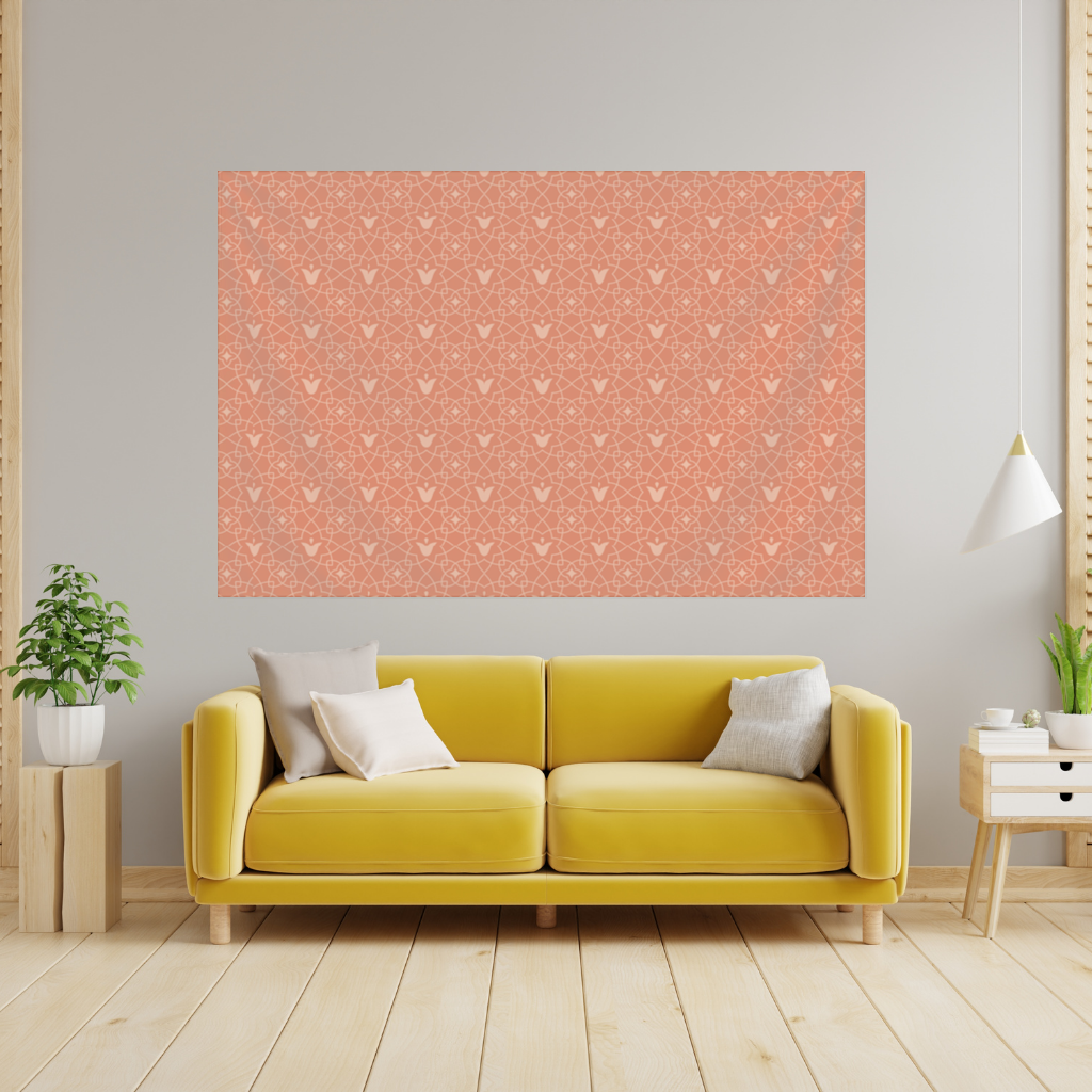 Modern Geometric Linear Terracotta Pattern Wall Tapestry