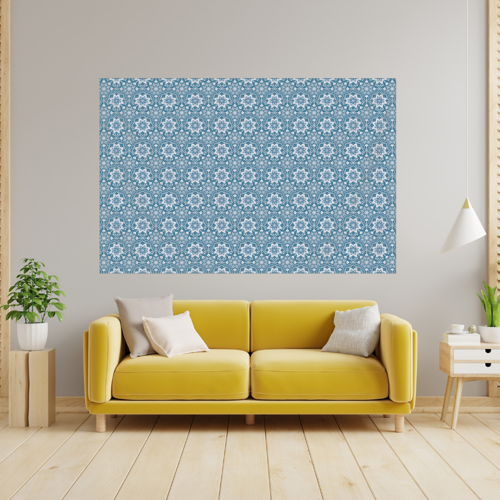 Elegant Blue Mandala Pattern Wall Tapestry