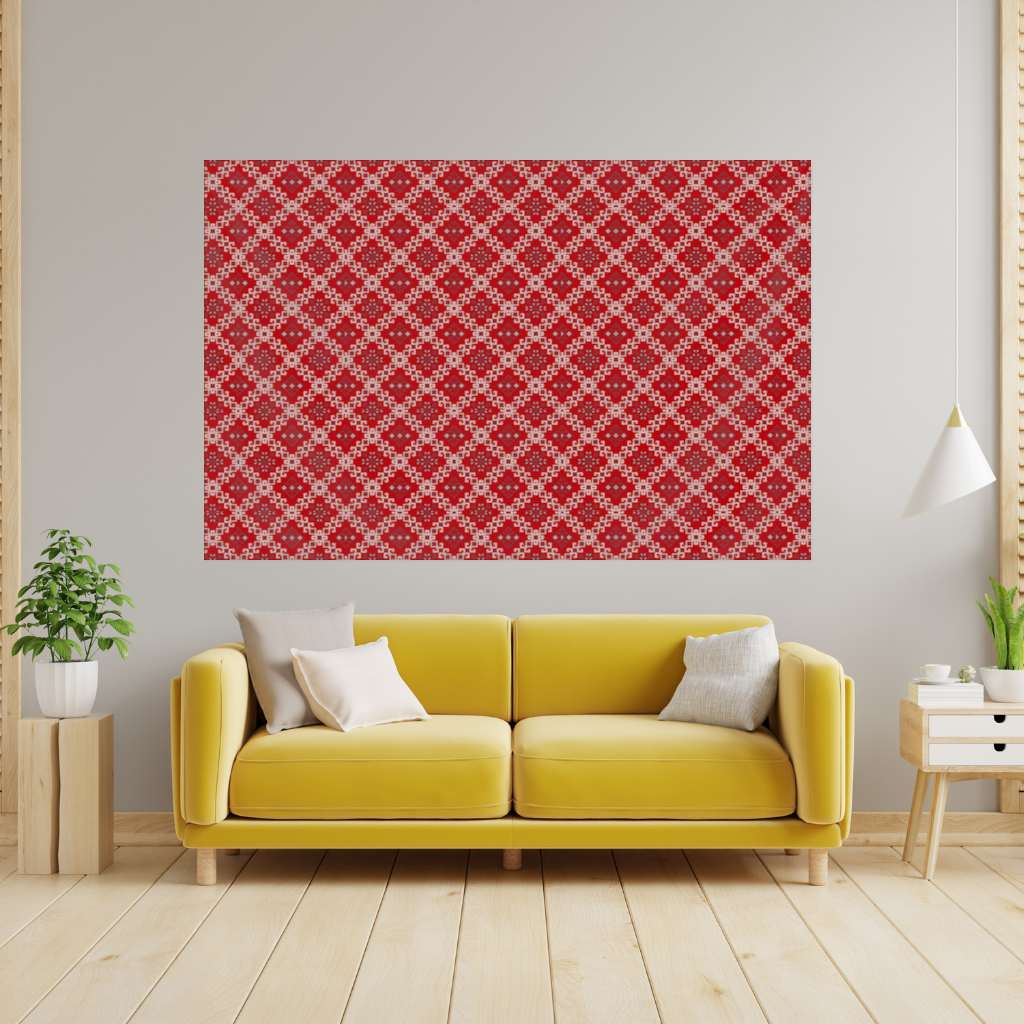 Red Ethnic Embroidery Pattern Wall Tapestry