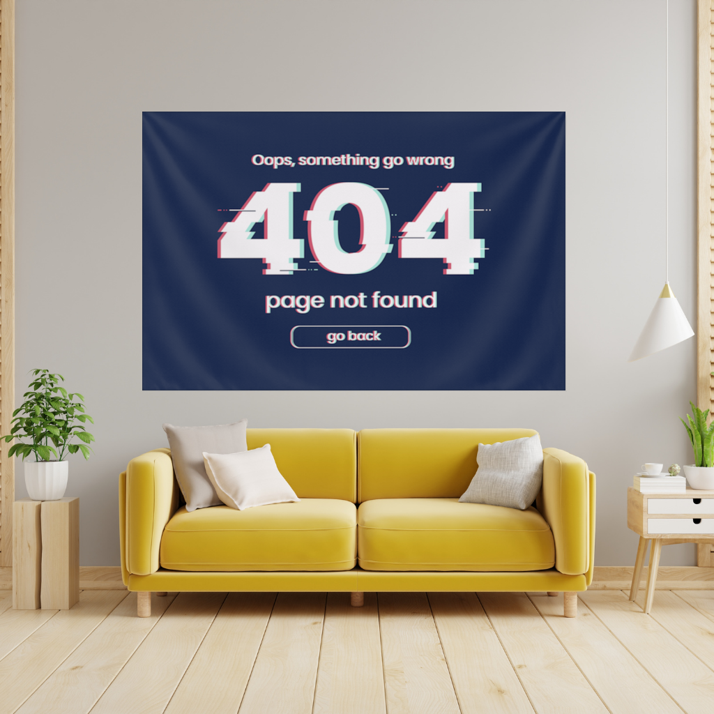 404 Error Glitch Design Wall Tapestry