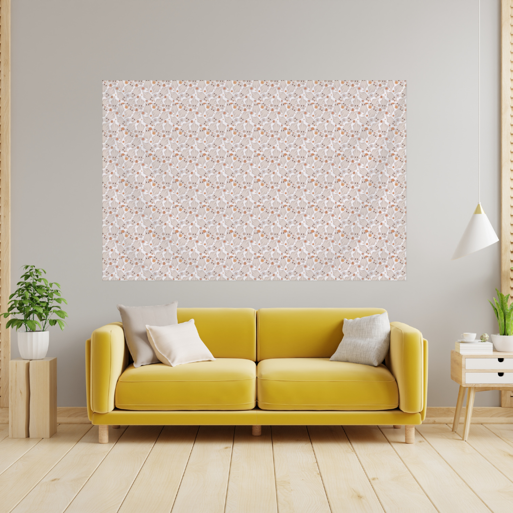 Retro Floral Cute Ghost Seamless Pattern Wall Tapestry