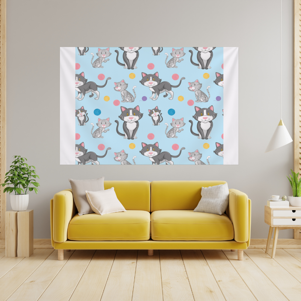 kedi tekrar deseni Duvar Örtüsü