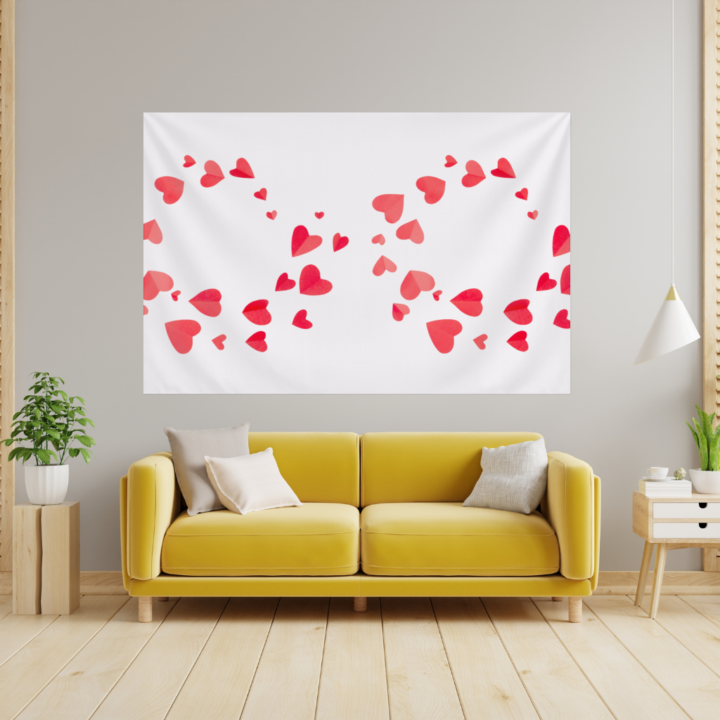 Red Hearts Frame Design Wall Tapestry