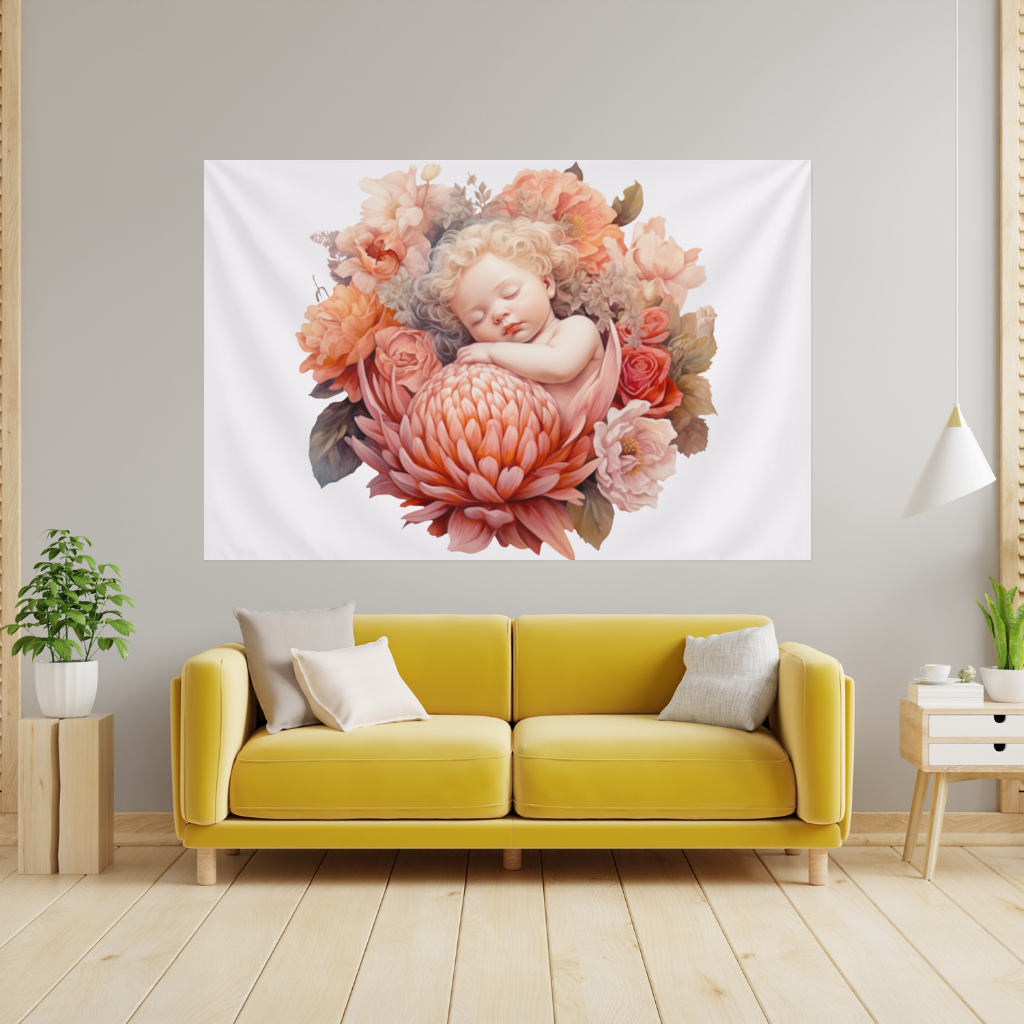 Ethereal Cottagecore Sleeping Baby Wall Tapestry