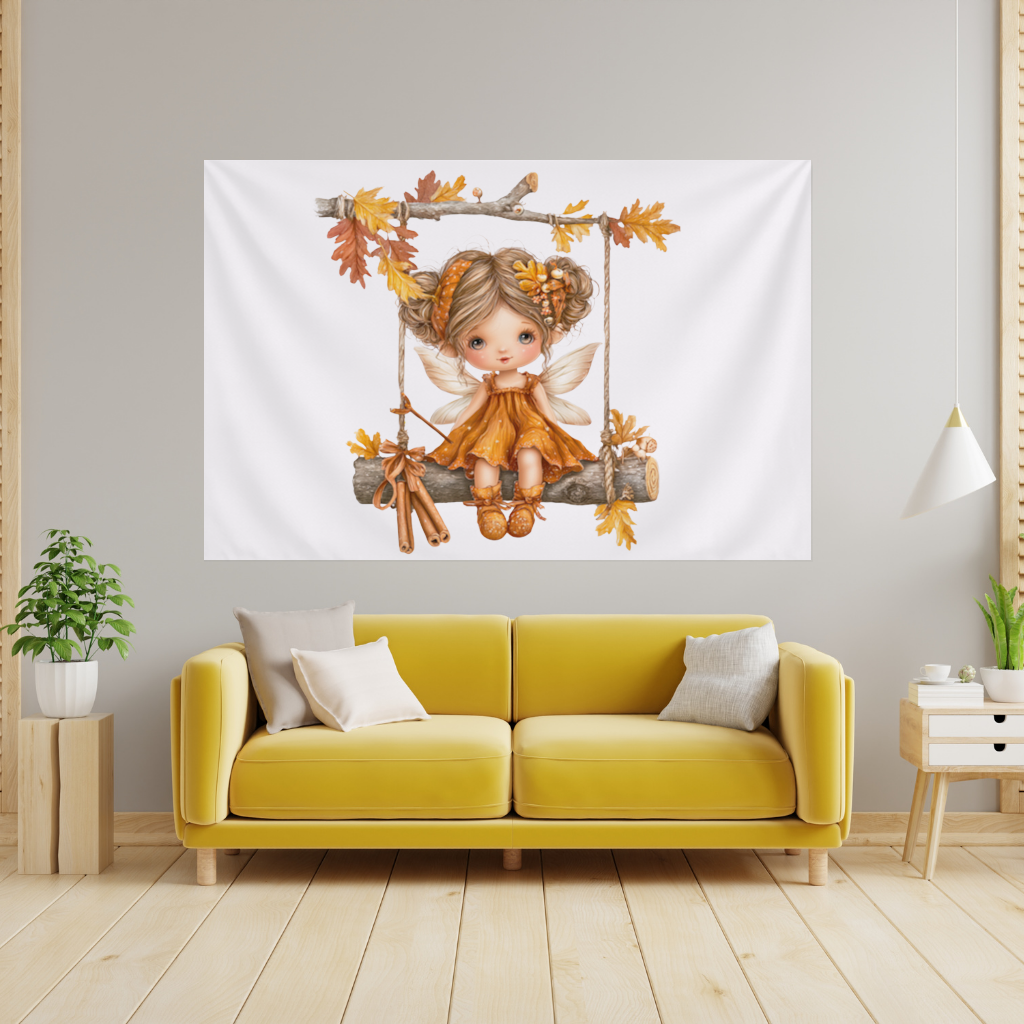 Whimsical Autumn Forest Fairy Wall Tapestry