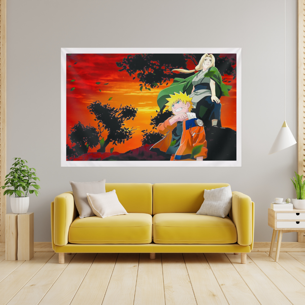 Orange Jacket Warrior Red Sunset Wall Tapestry