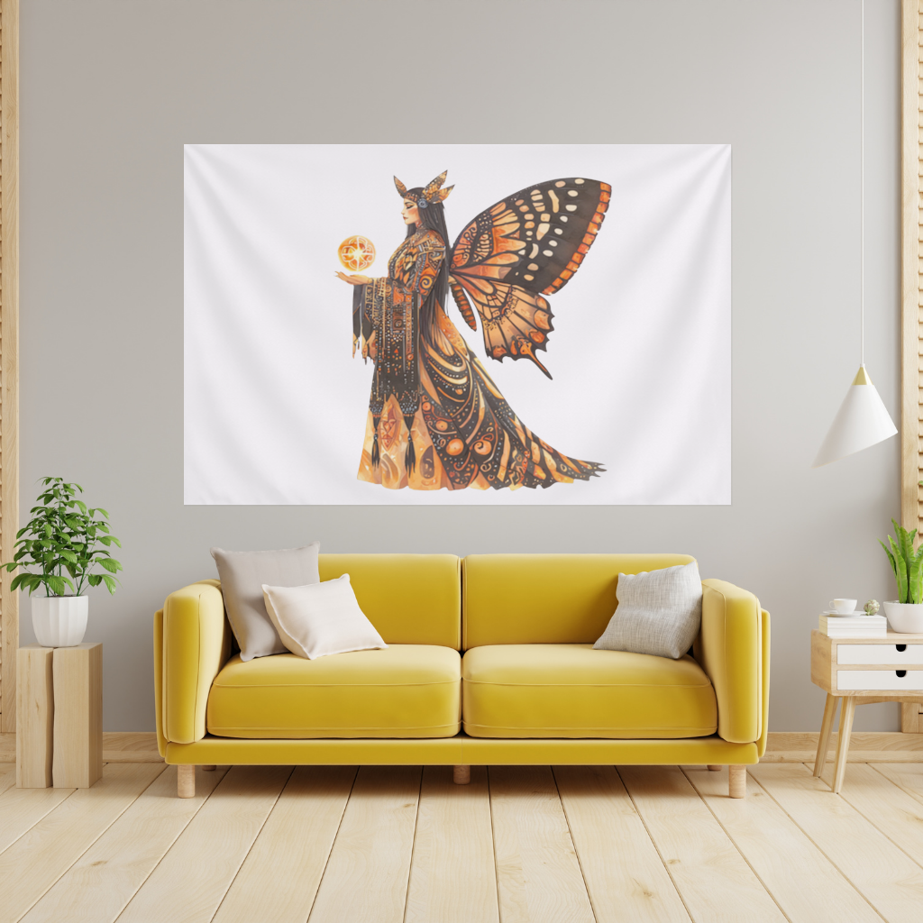 Monarch Butterfly Winged Goddess Wall Tapestry