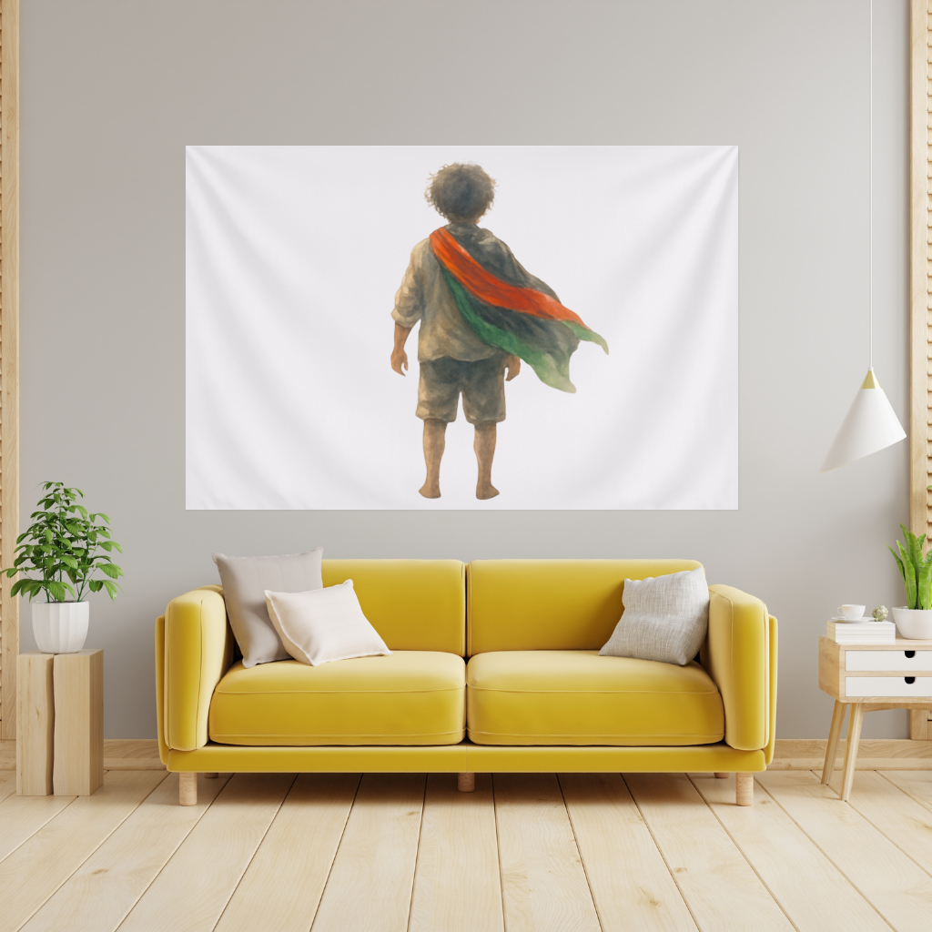 Dünyaya Arkasını Dönmüş Filistinli Çocuk Duvar Örtüsü