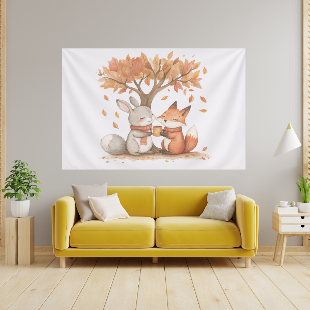Cozy Autumn Fox and Rabbit 