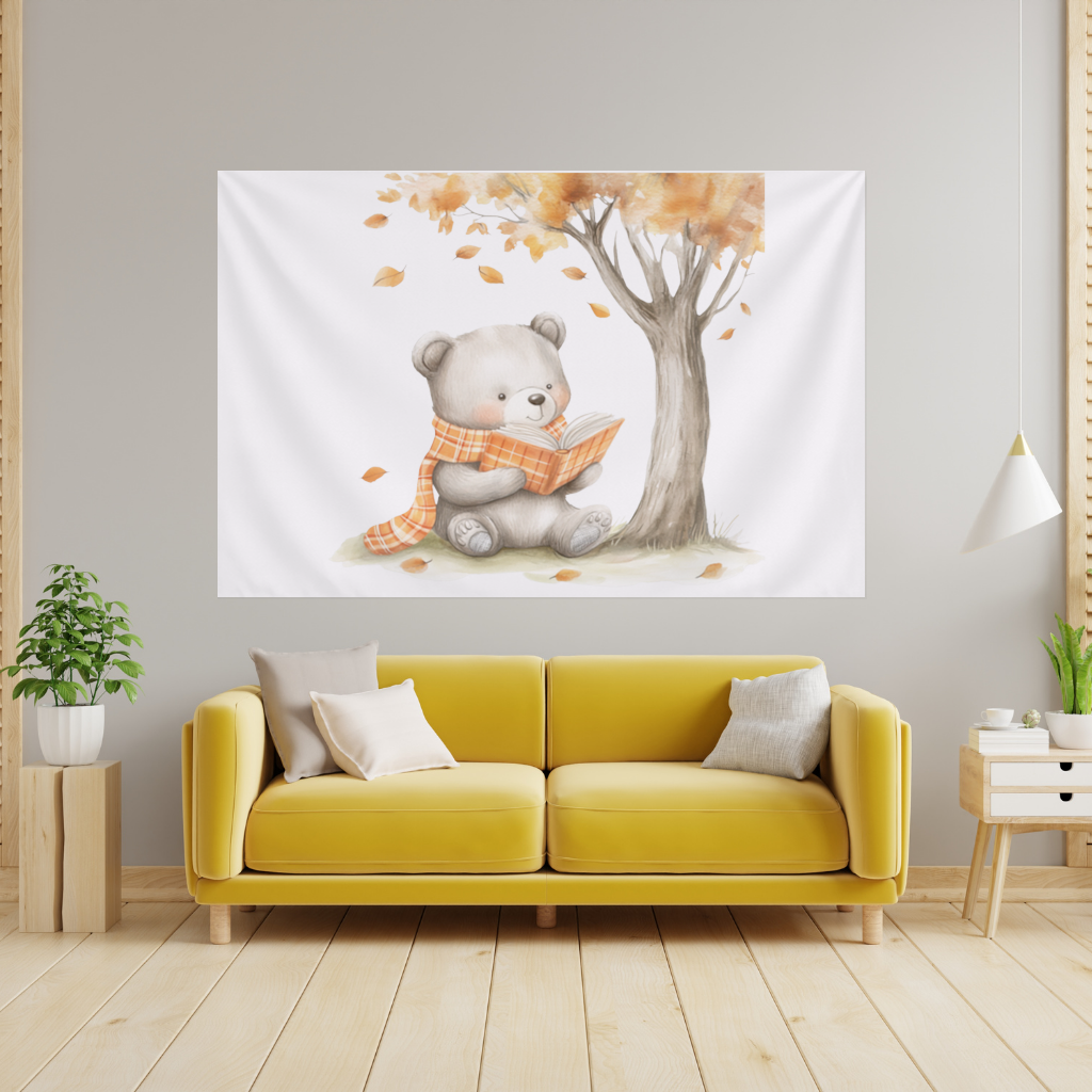 Reading Bear with Orange Scarf 