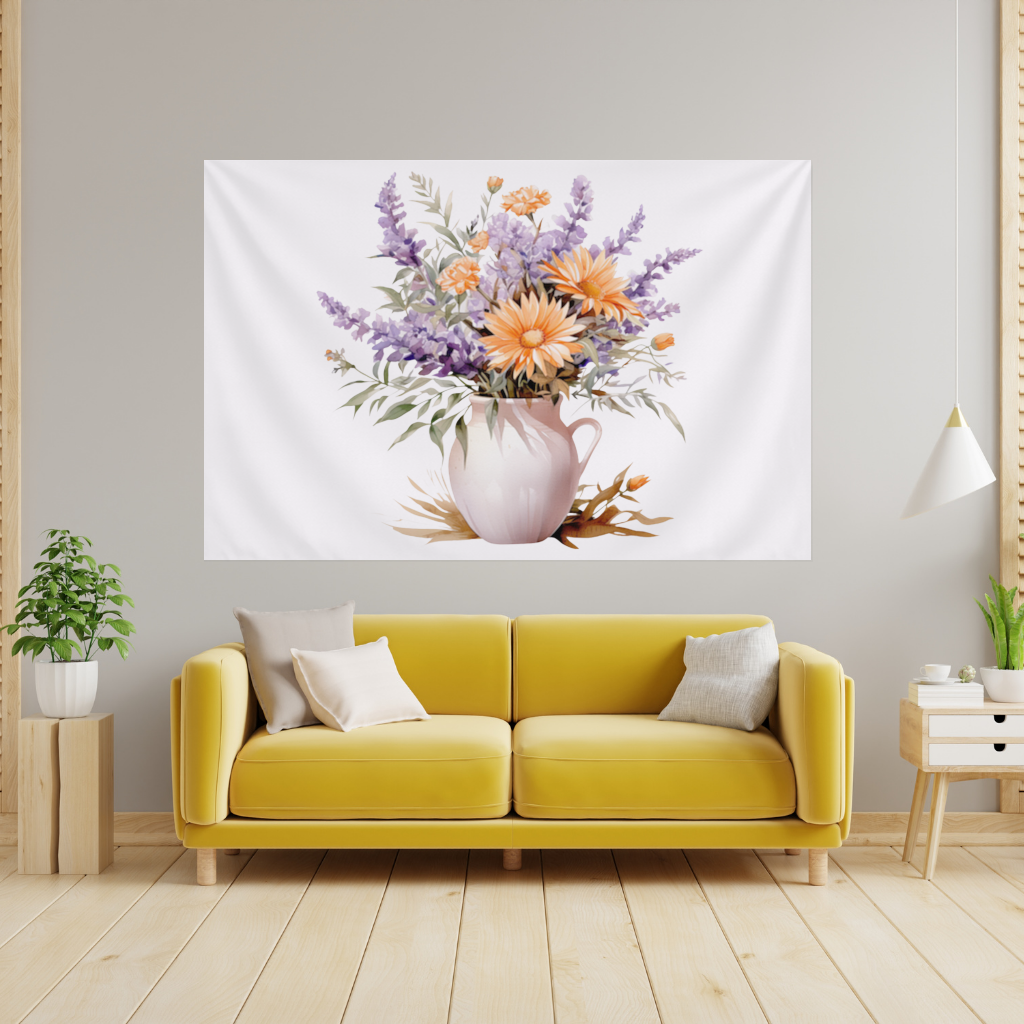 Cottagecore Wildflower Pitcher Wall Tapestry