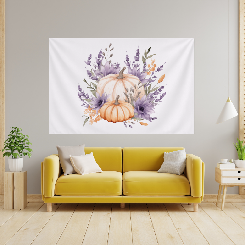 Lavanta ve Balkabağı Sonbahar Buketi Duvar Örtüsü