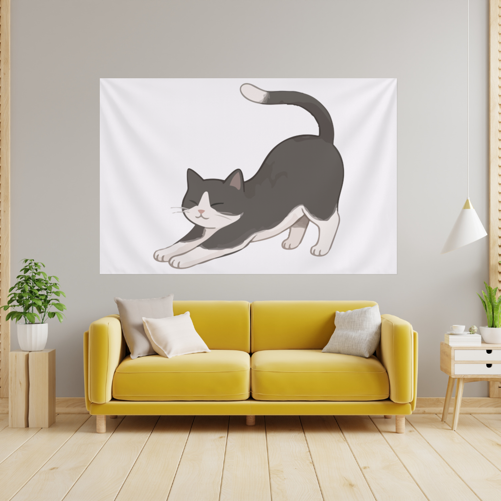 Stretching Tuxedo Cat 