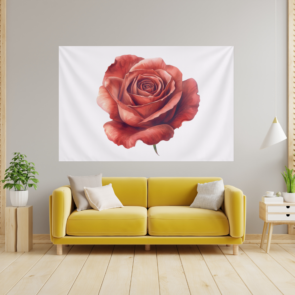 Crimson Red Rose Wall Tapestry