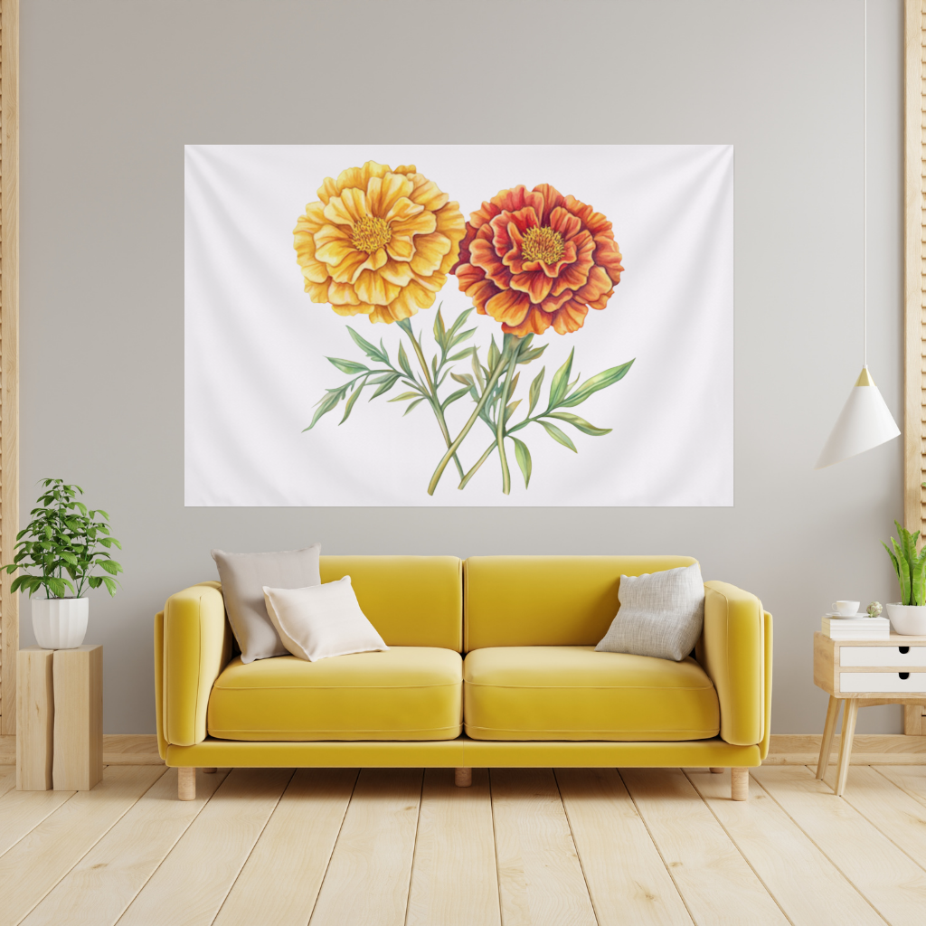 Botanical Yellow Orange Marigold 