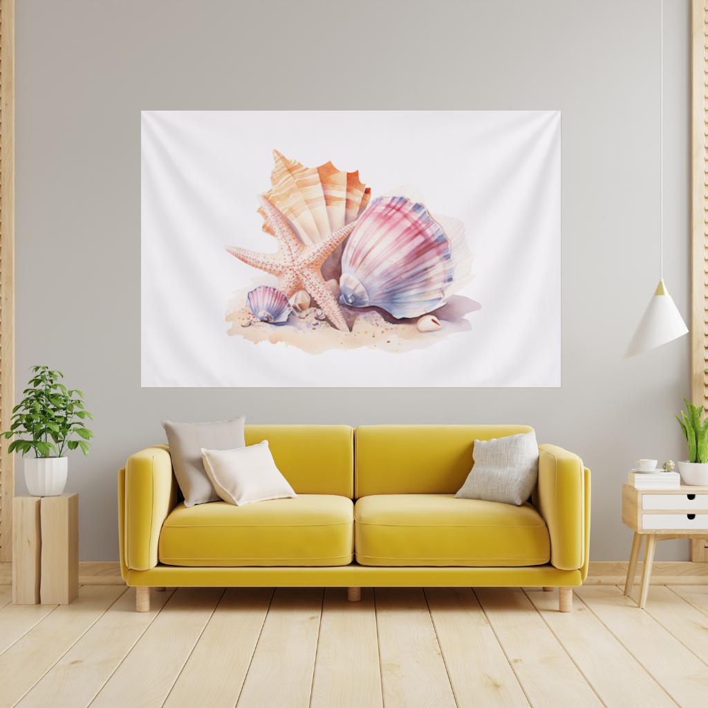 Watercolor Coastal Seashells 