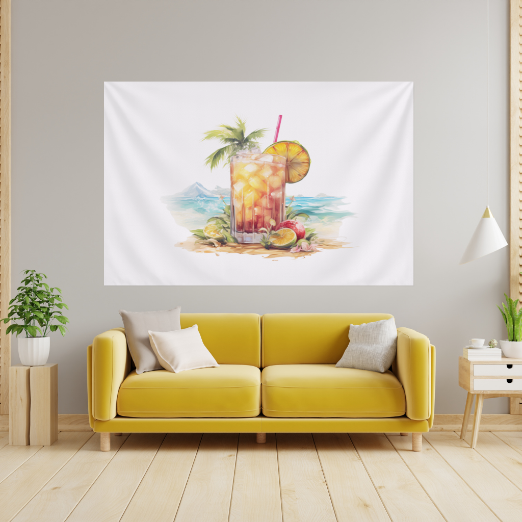 Tropical Island Beach Cocktail with Fruit 