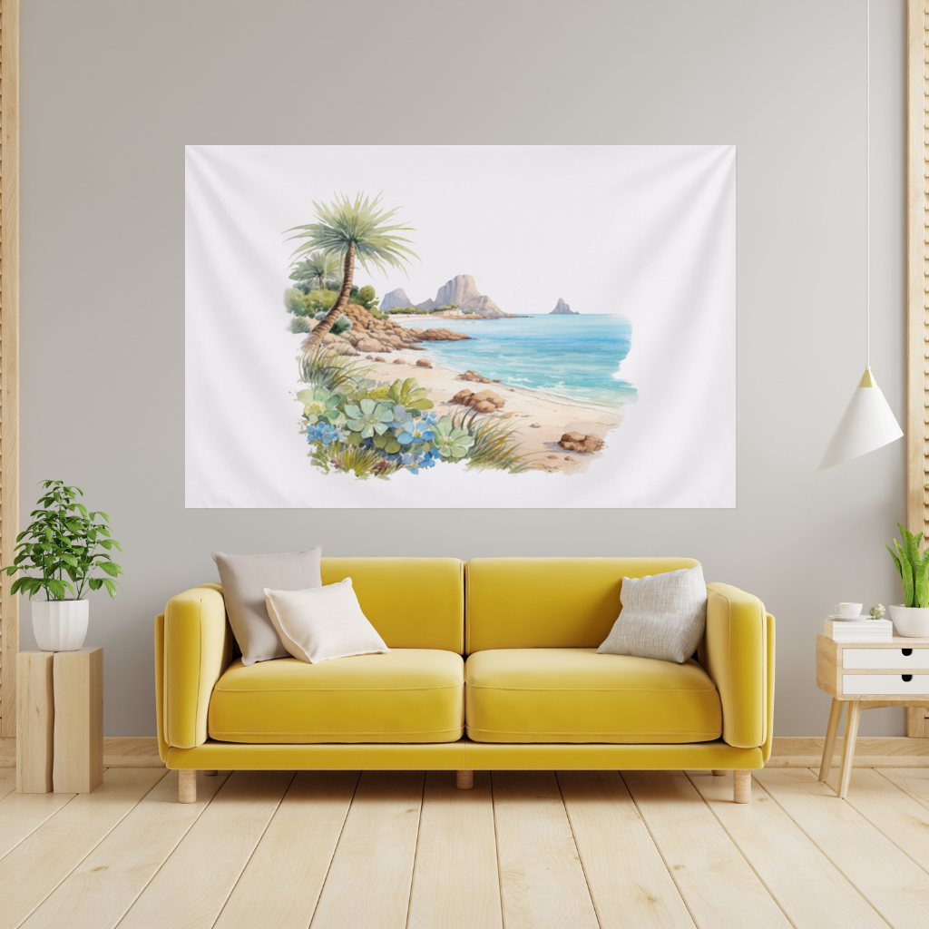 Tropical Palm Tree and Turquoise Sea 