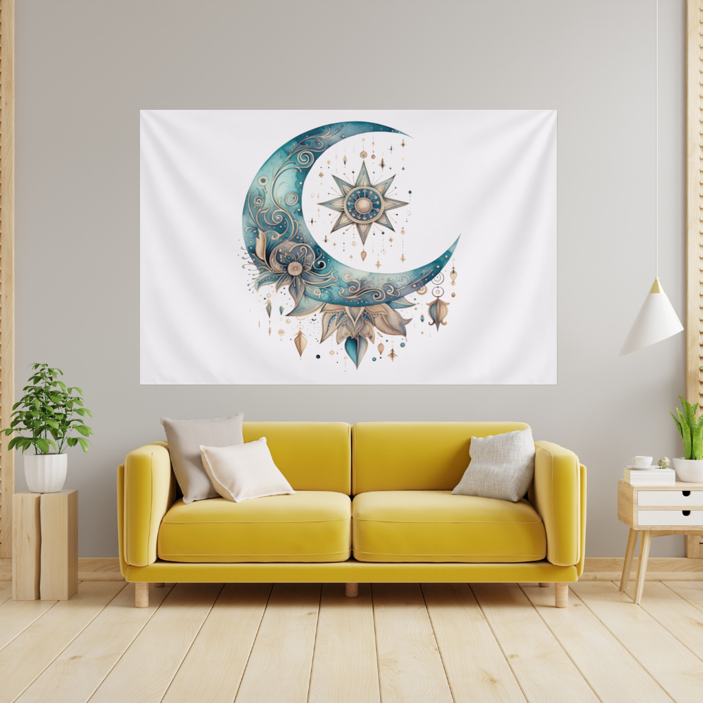 Boho Celestial Sun and Moon Wall Tapestry