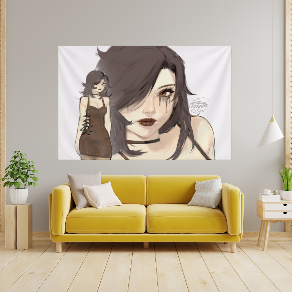 Goth Anime Girl Wall Tapestry