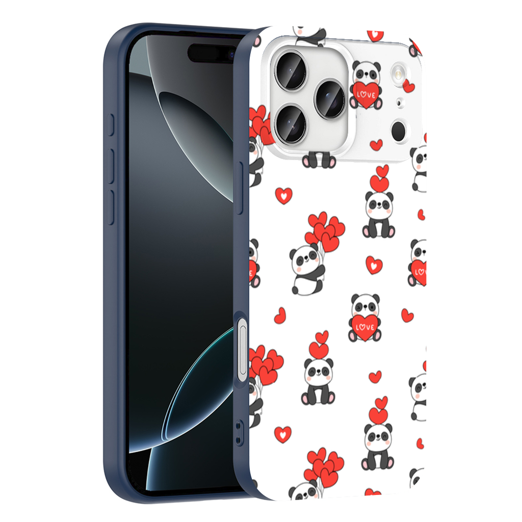 Cute Panda Valentines Day Love Heart Pattern Design iPhone 17 Pro Max Case