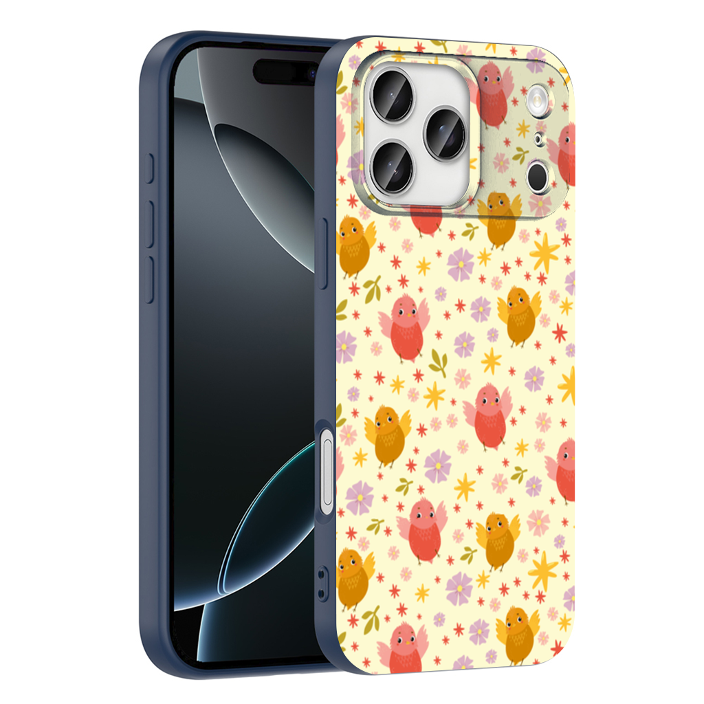 Cute Birds and Floral Pastel Spring Pattern Illustration iPhone 17 Pro Max Case
