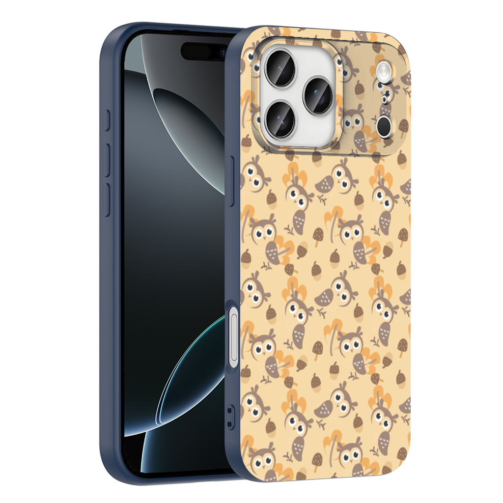 Cute Owl and Acorn Autumn Seamless Pattern iPhone 17 Pro Max Case