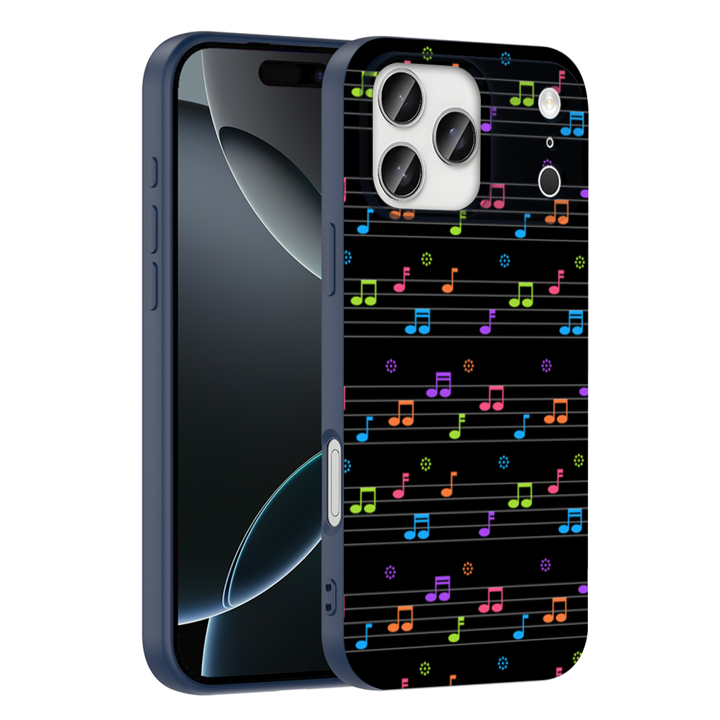 Vibrant Neon Music Notes and Rhythm Seamless Pattern iPhone 17 Pro Max Case