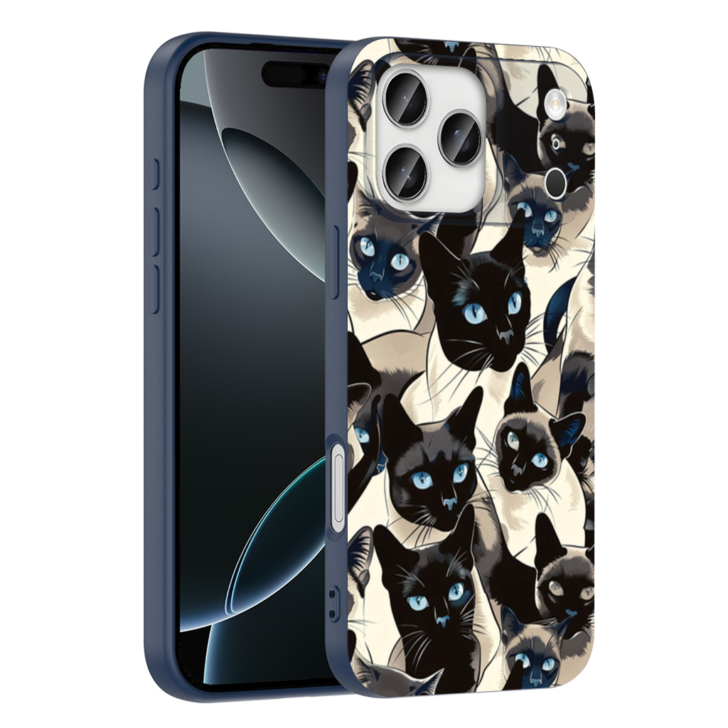 Blue Eyed Siamese Cat Elegant Illustration Pattern iPhone 17 Pro Max Case