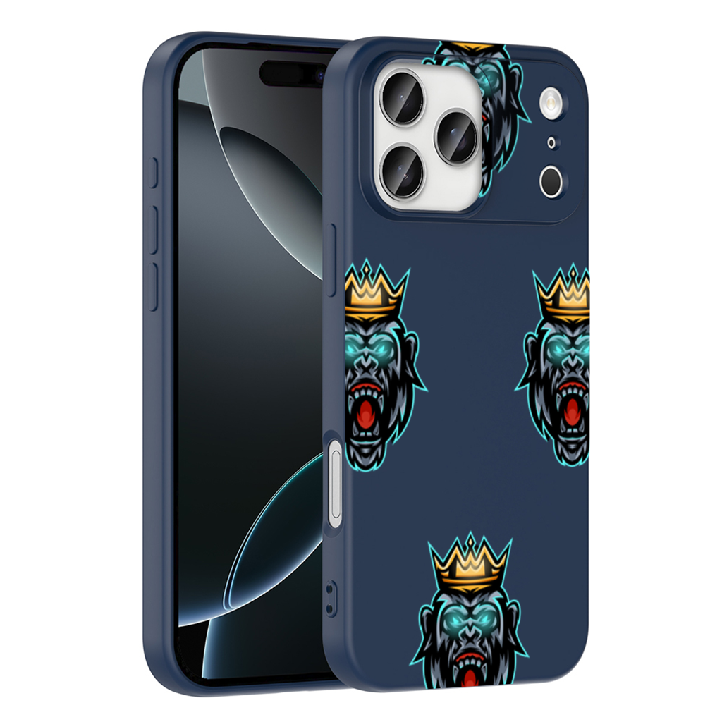 Angry Gorilla King with Crown Graphic - Neon Mascot Design iPhone 17 Pro Max Case