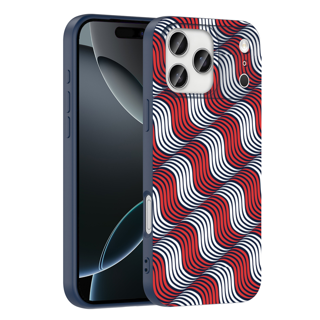 Red and Navy Wavy Line Pattern iPhone 17 Pro Max Case