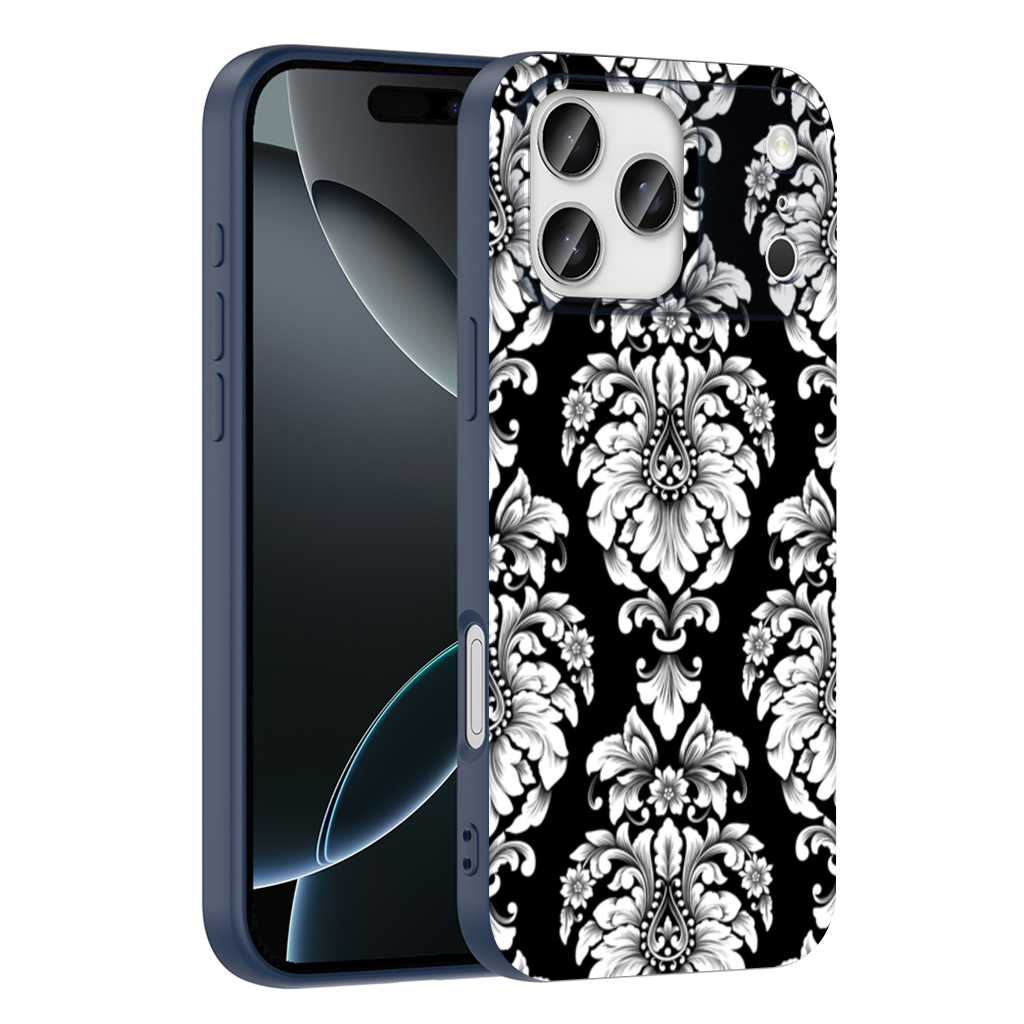 Black and White Baroque Floral Pattern iPhone 17 Pro Max Case