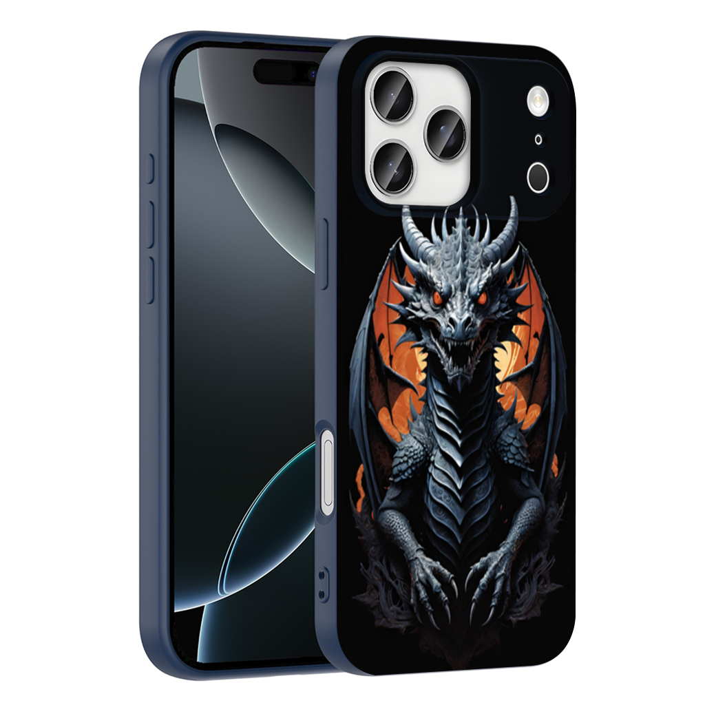 Gothic Fire-Eyed Dragon Illustration iPhone 17 Pro Max Case
