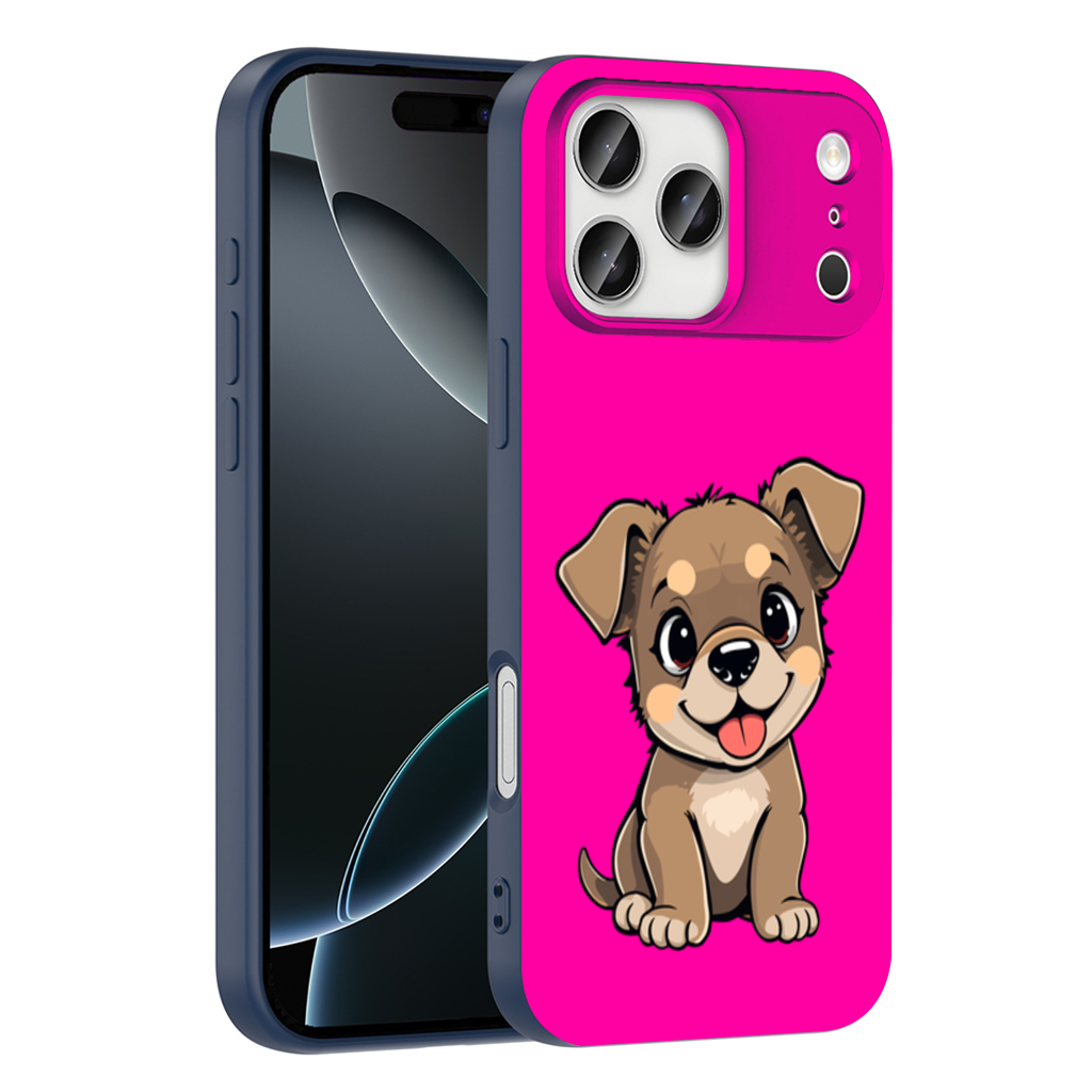 Cute Dog Illustration on Pink Background iPhone 17 Pro Max Case