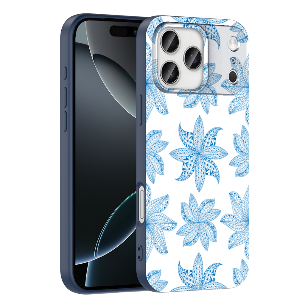Blue Mandala Floral and Leaf Zentangle Pattern iPhone 17 Pro Max Case